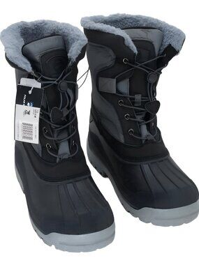 Polar Range Men's Arctic Waterproof Faux-Fur Winter Boots Grey Size 9